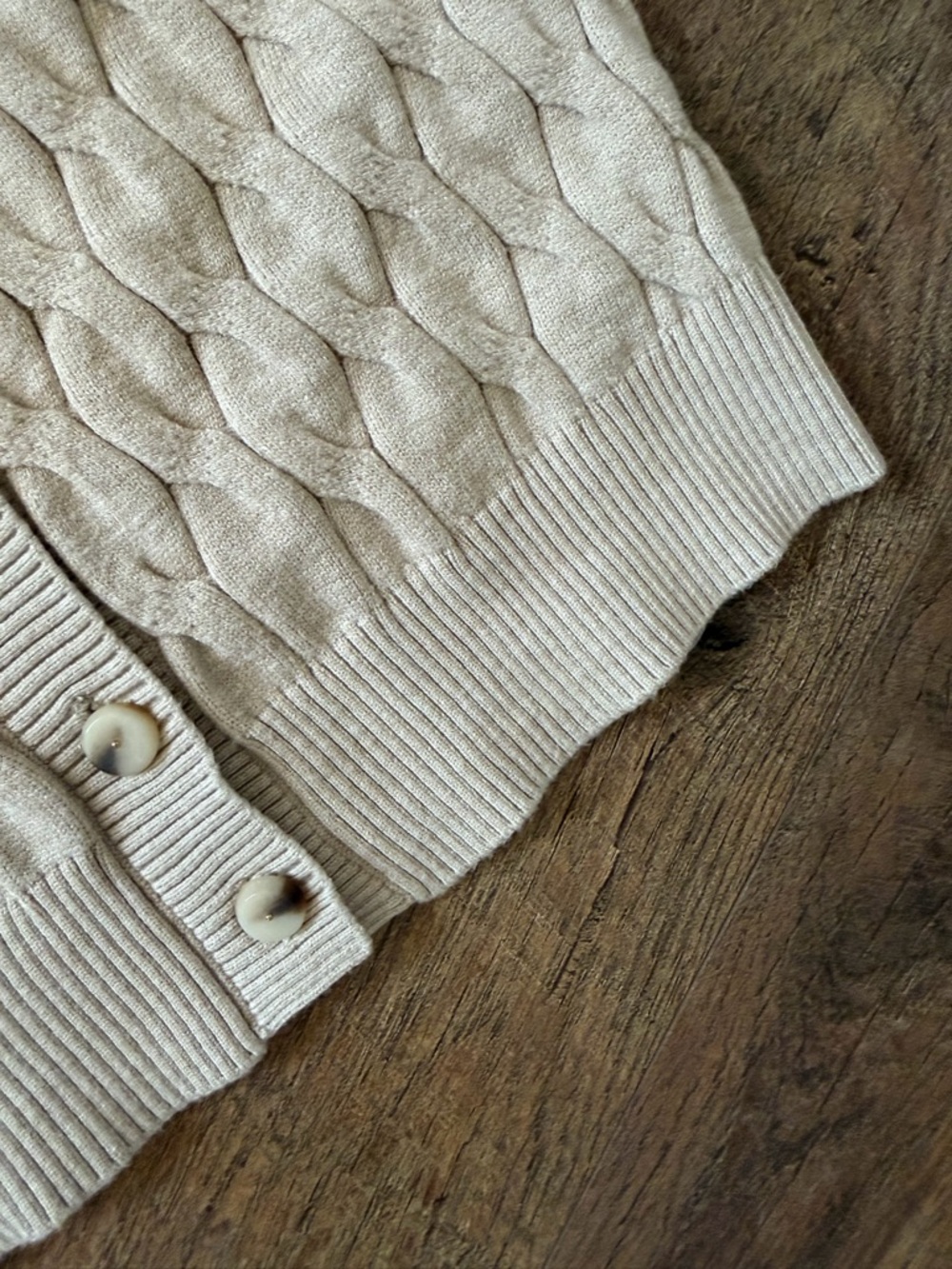 Marled Oatmeal Cable Knit Button Vest - Picture 4 of 7